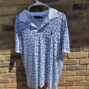 Polo by Ralph Lauren White Polo with Blue Floral Pattern